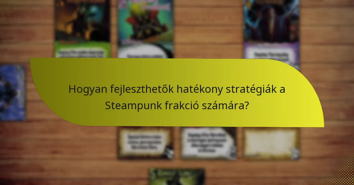 Hogyan fejleszthetők hatékony stratégiák a Steampunk frakció számára?