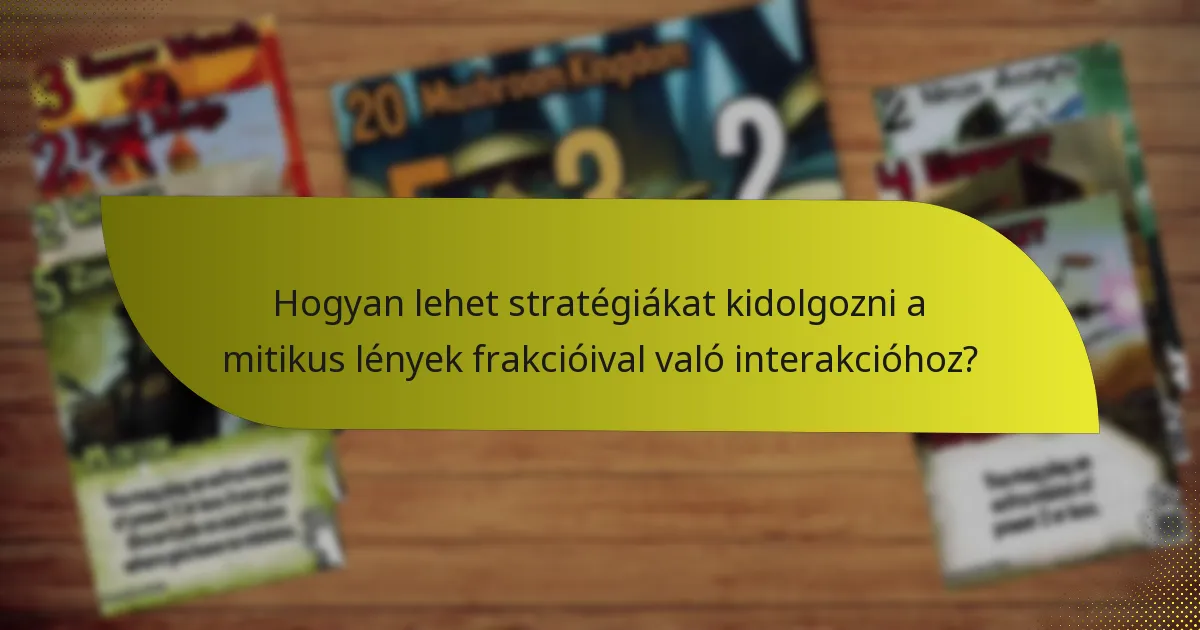 Hogyan lehet stratégiákat kidolgozni a mitikus lények frakcióival való interakcióhoz?