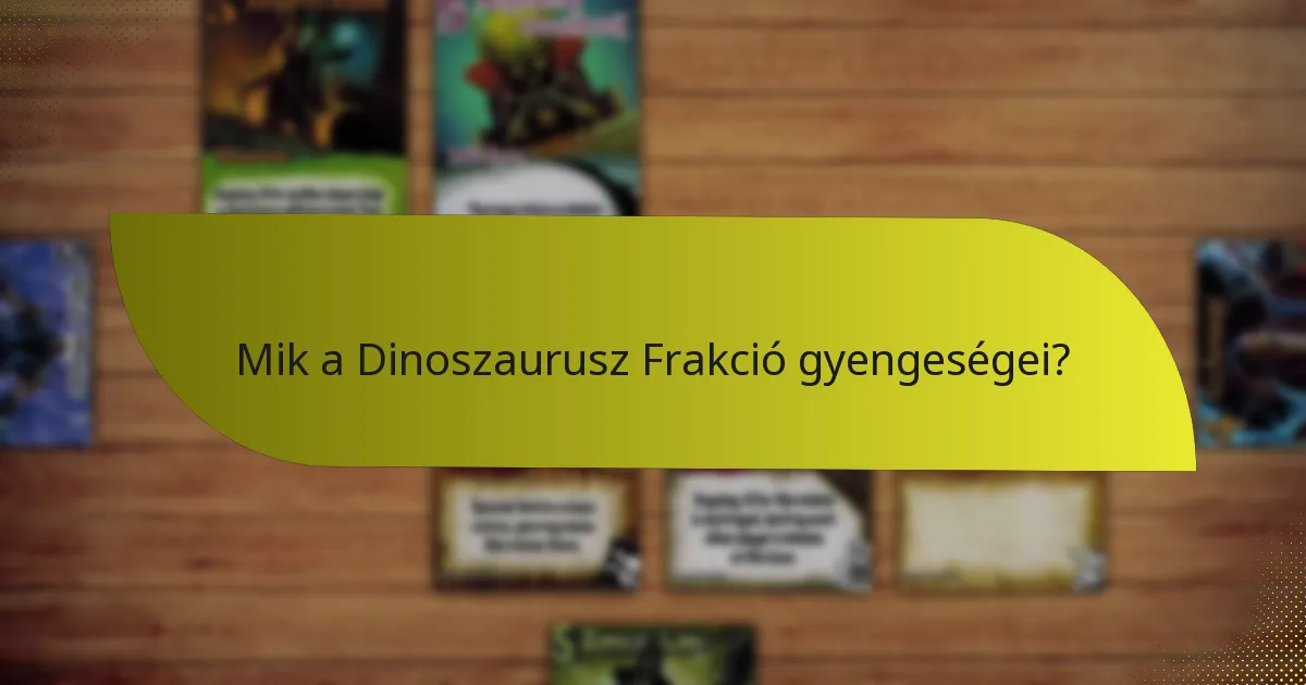Mik a Dinoszaurusz Frakció gyengeségei?